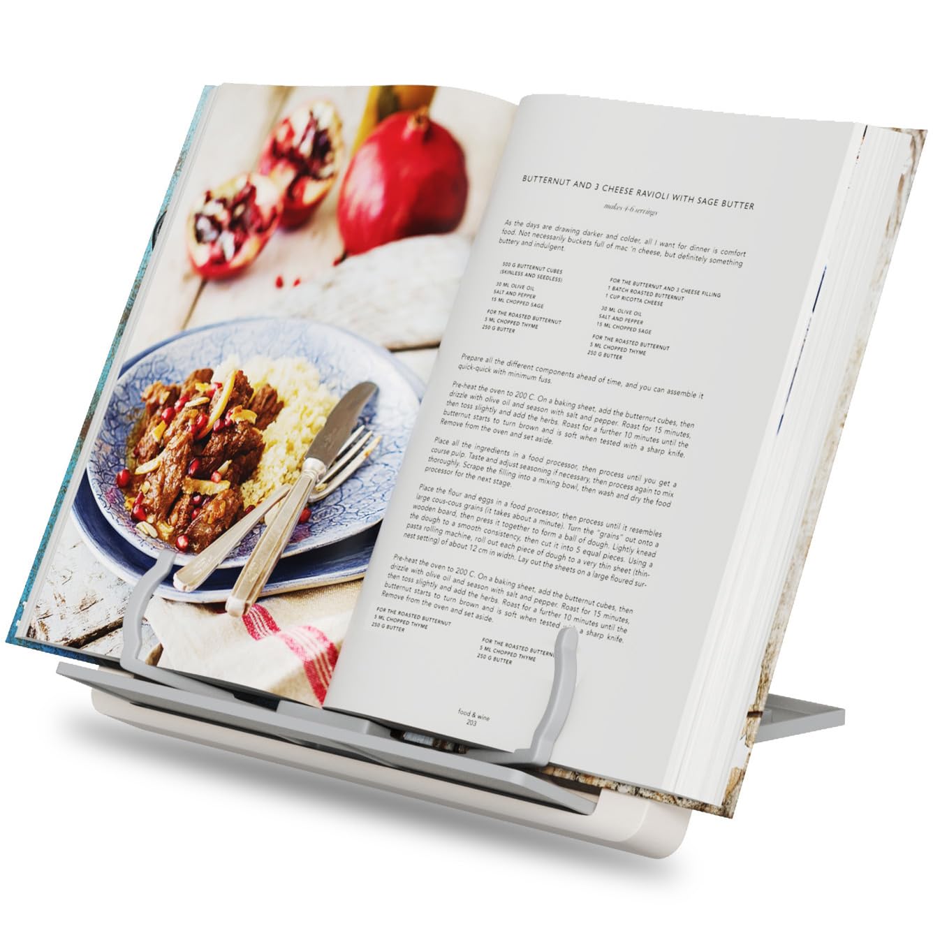 ZORBES® Adjustable Cookbook Recipe Stand Holder for Kitchen Counter with Page Holder Clips-White ZORBES® Adjustable Cookbook Recipe Stand Holder for Kitchen Counter with Page Holder Clips-White